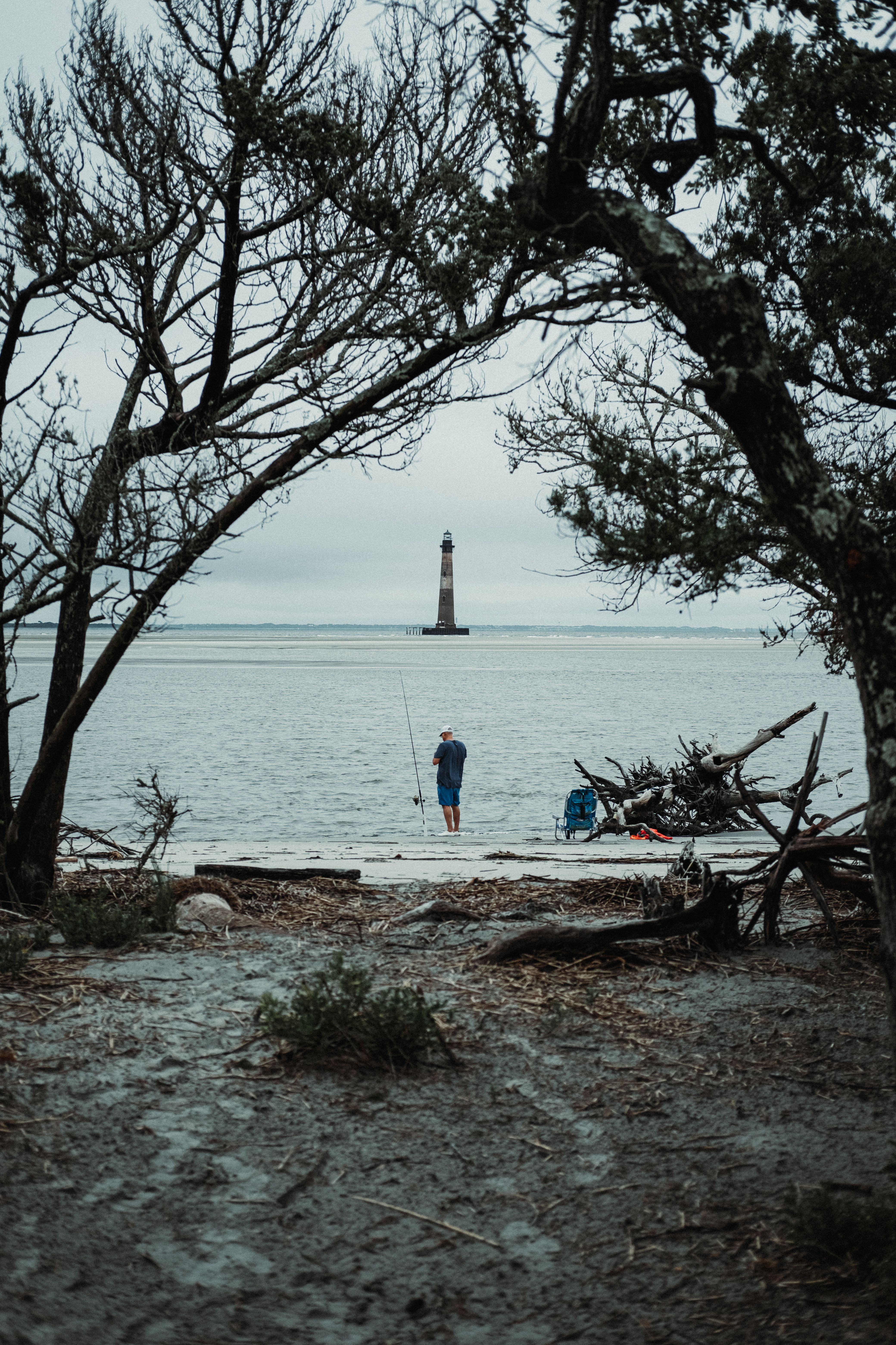 Fishing at Morris Island Lighthouse, Charleston